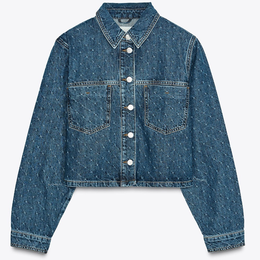 Denim matching set / cropped jacket + high waist straight jeans / Y2K set